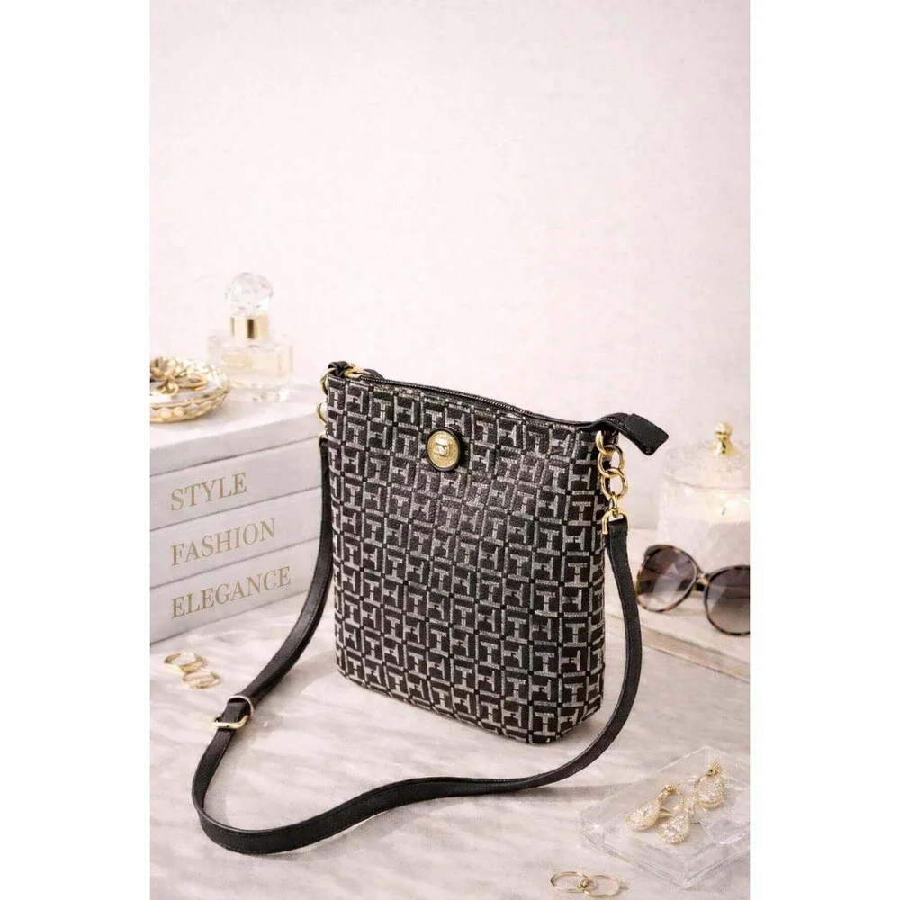 Tommy Hilfiger Monogram Canvas Crossbody Bag: Classic Preppy Shoulder Purse